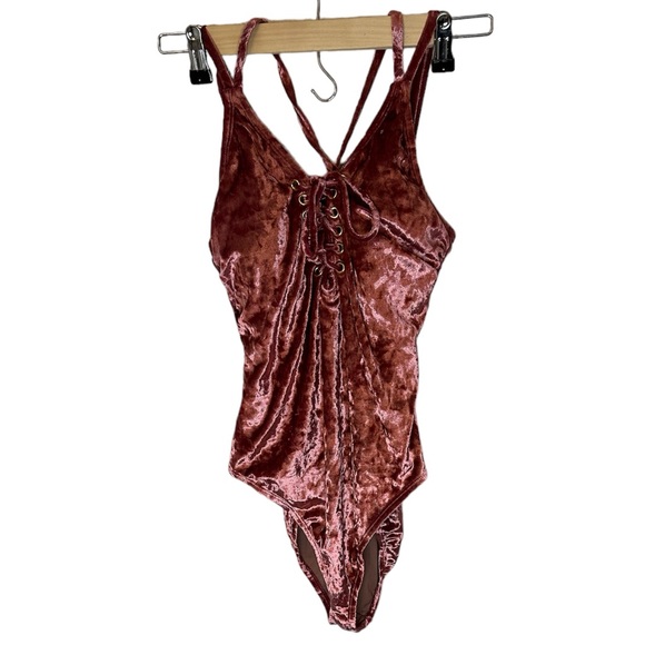 Pink Velvet Bodysuit - Picture 1 of 9